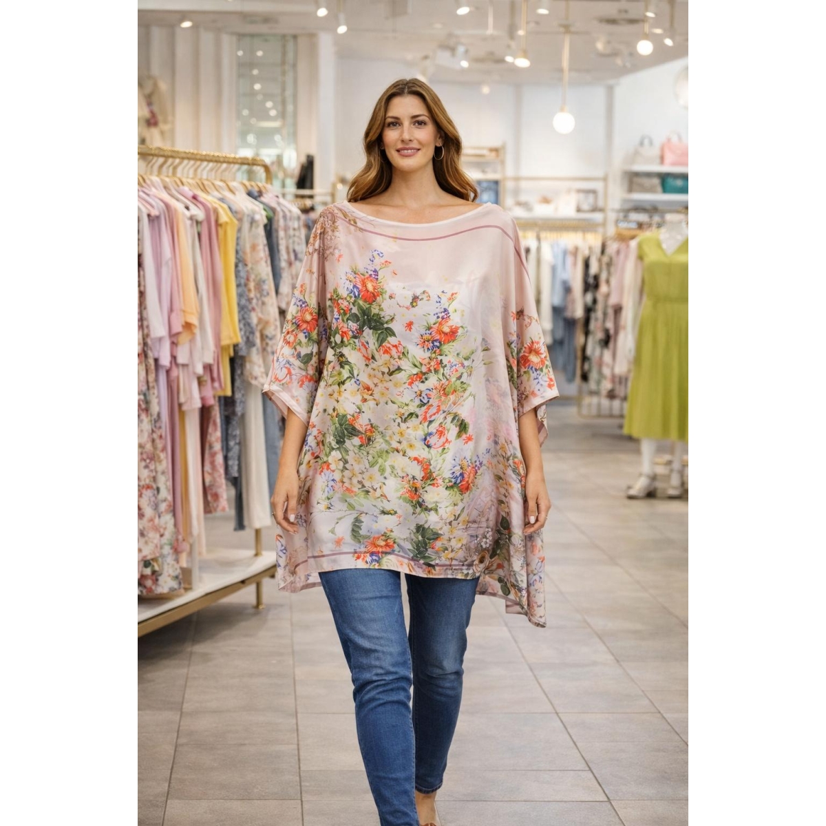 Bluza stil poncho cu croiala fluida si tiv asimetric cod ES11587