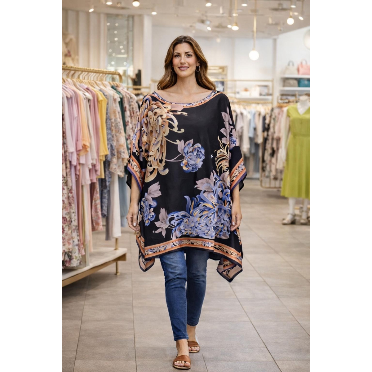 Bluza stil poncho cu croiala fluida si tiv asimetric cod ES11590