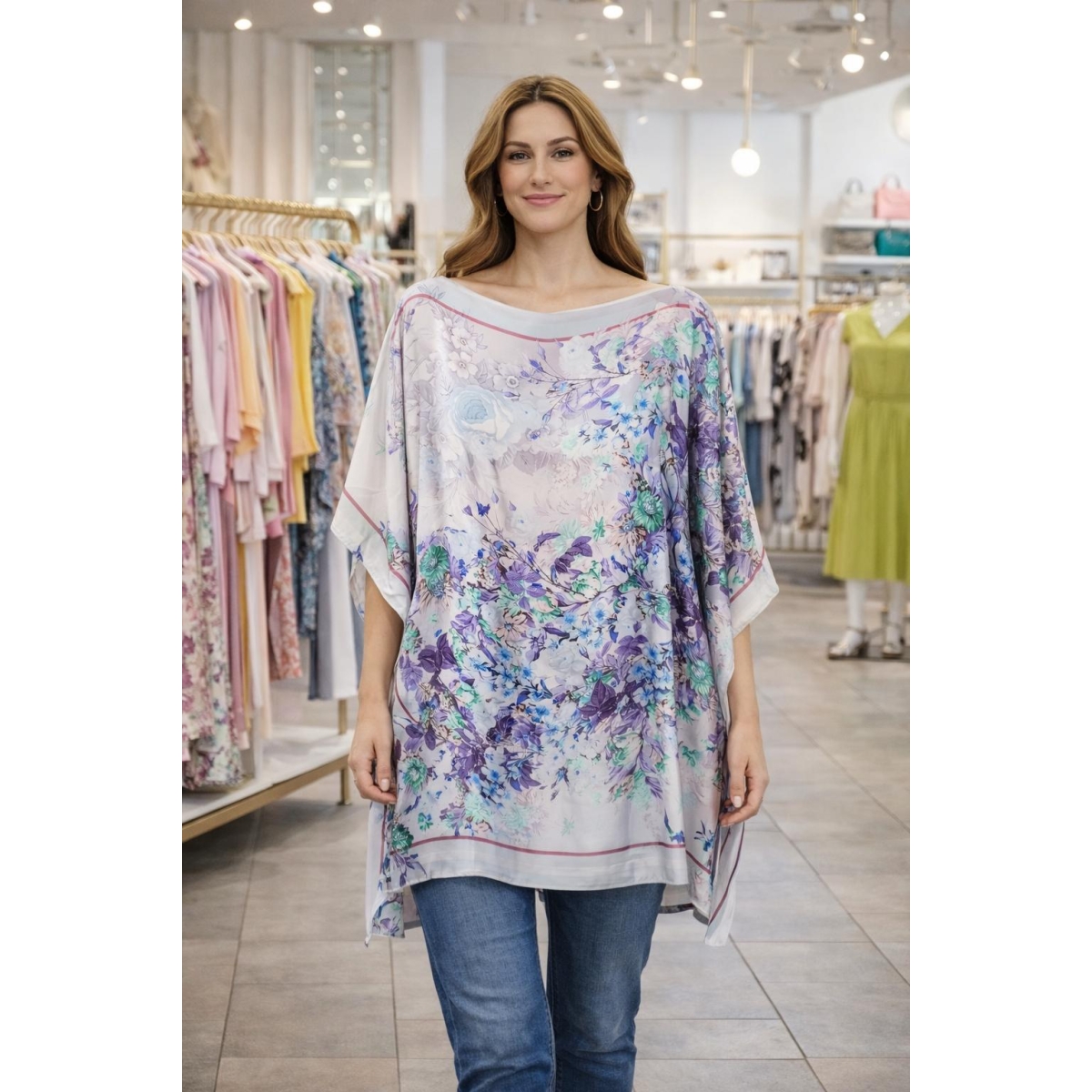 Bluza stil poncho cu croiala fluida si tiv asimetric cod ES11592