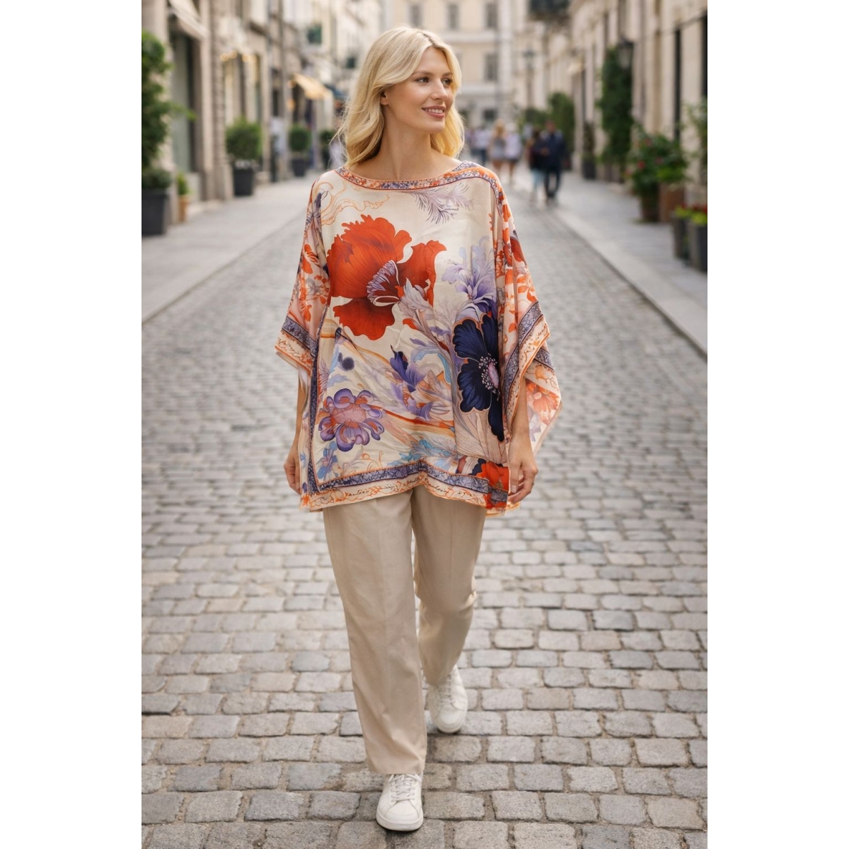 Bluza stil poncho cu croiala fluida si tiv asimetric cod ES11595