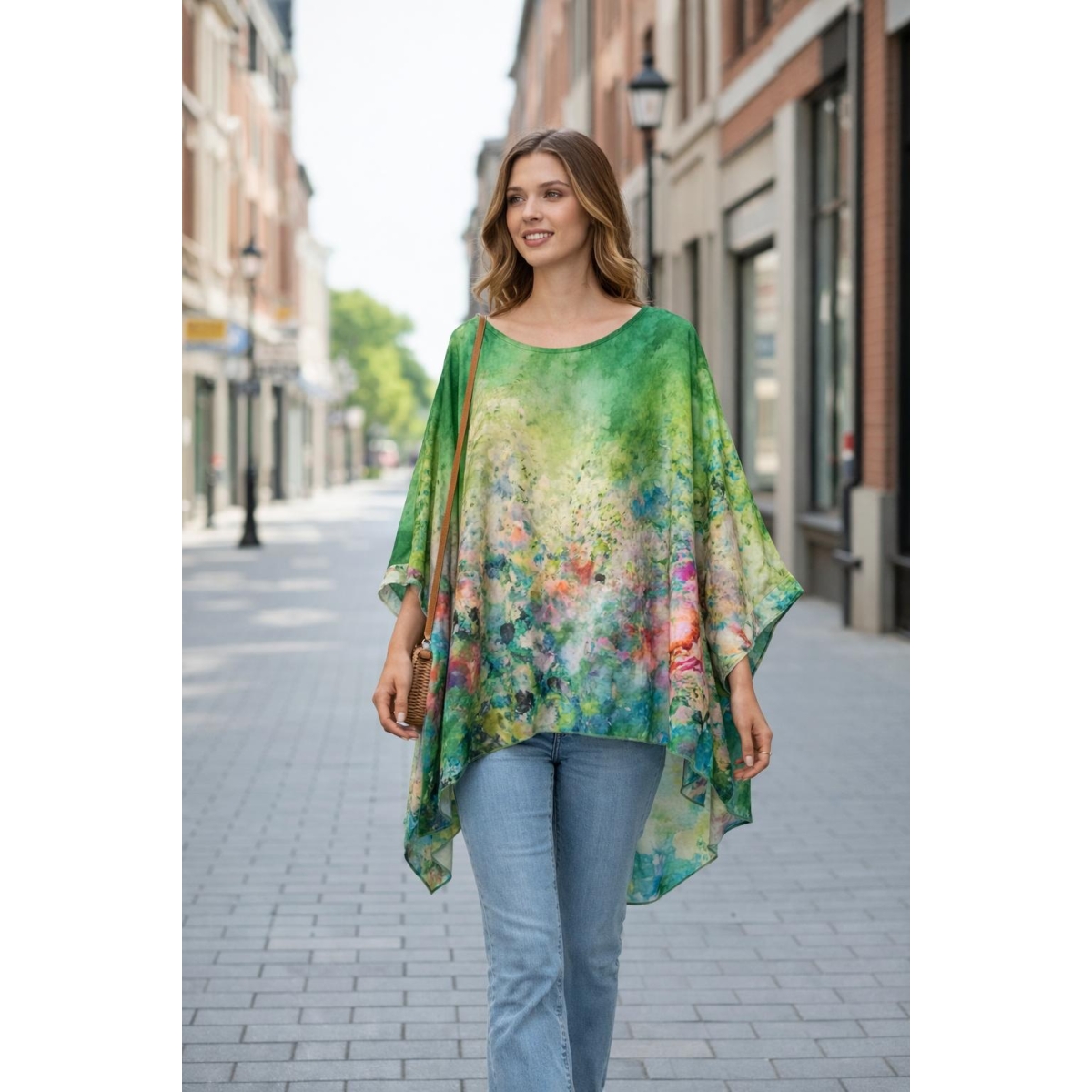 Bluza stil tunica oversized cu maneci largi tip liliac cod ES11547