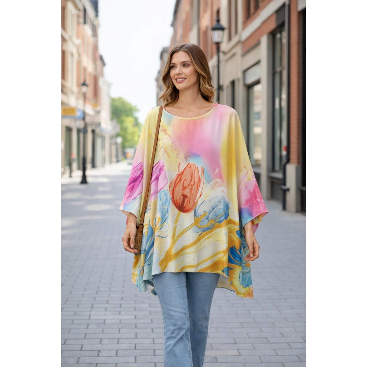 Bluza stil tunica oversized cu maneci largi tip liliac cod ES11550