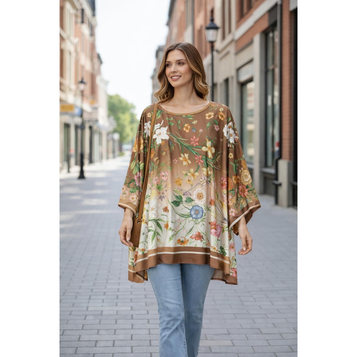 Bluza stil tunica oversized cu maneci largi tip liliac cod ES11551