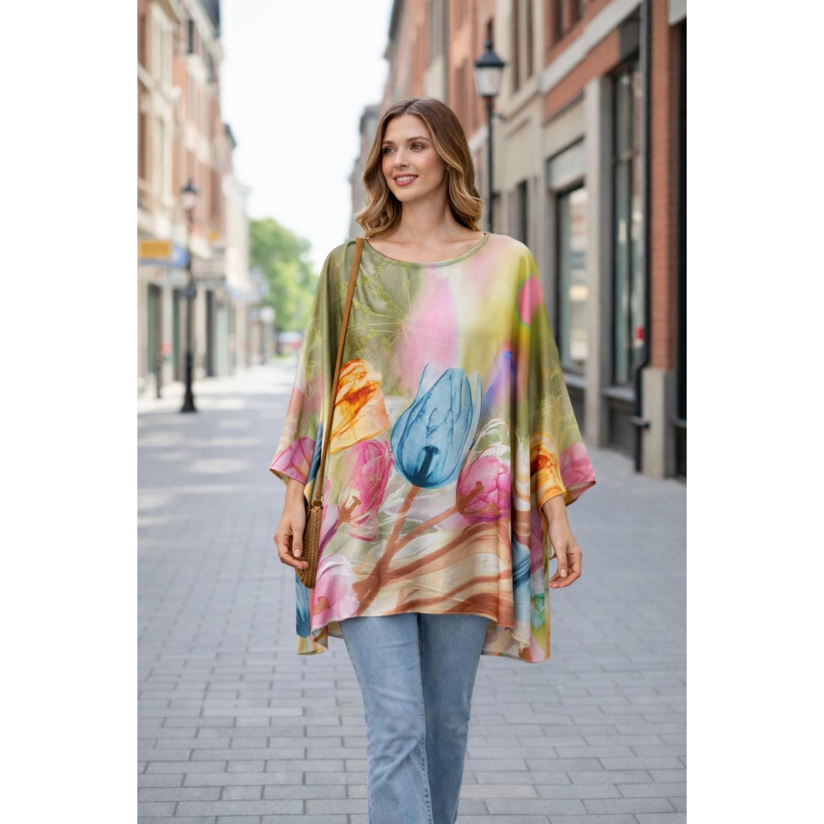 Bluza stil tunica oversized cu maneci largi tip liliac cod ES11552