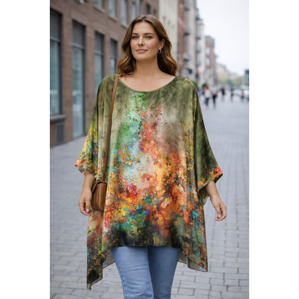 Bluza stil tunica oversized cu maneci largi tip liliac cod ES11561