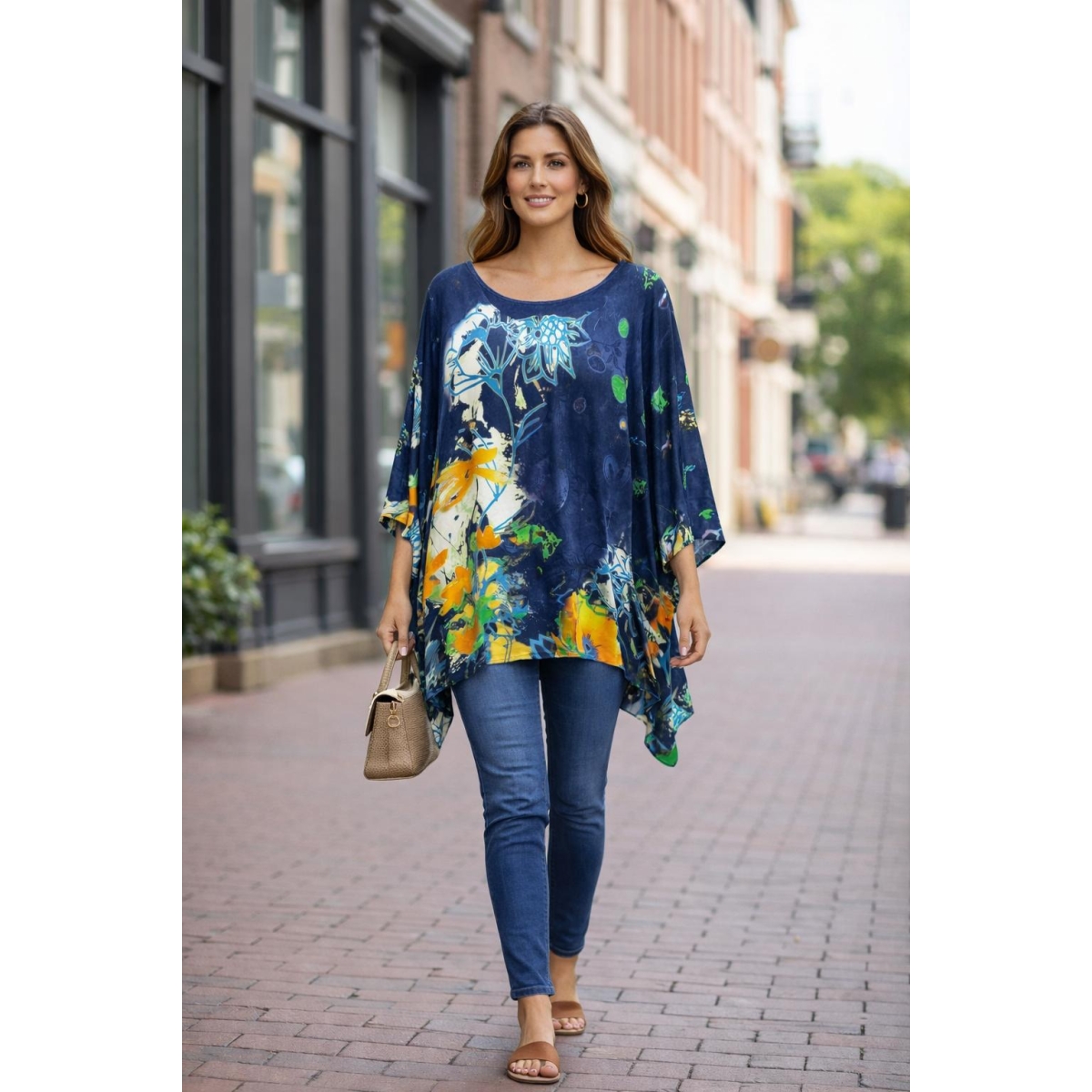 Bluza stil tunica oversized cu maneci largi tip liliac cod ES11565