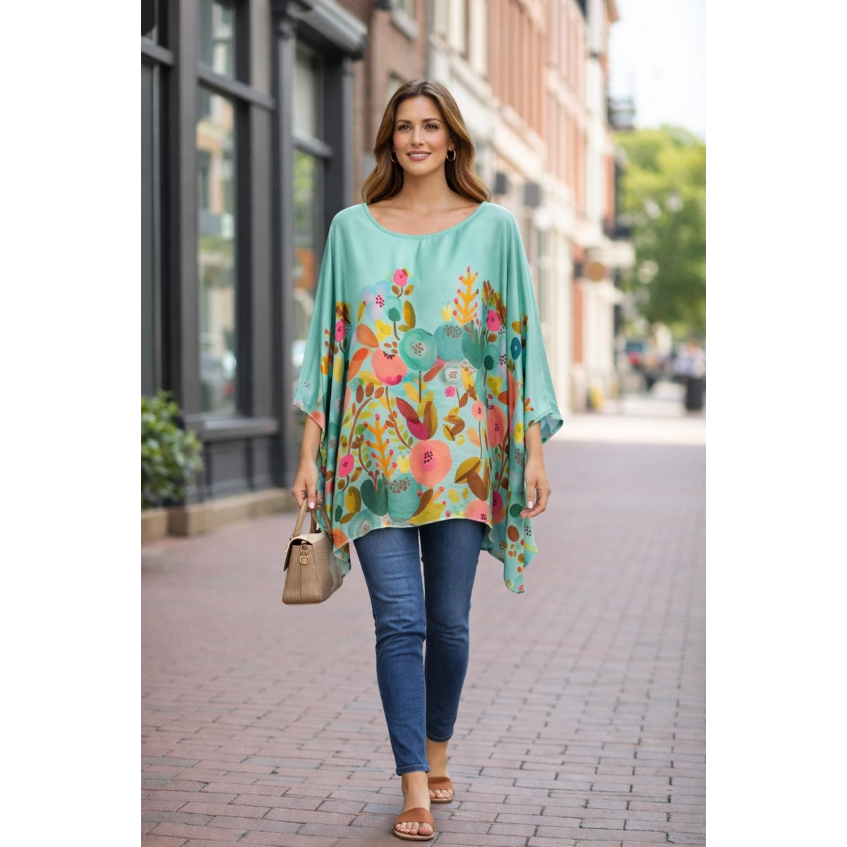 Bluza stil tunica oversized cu maneci largi tip liliac cod ES11567