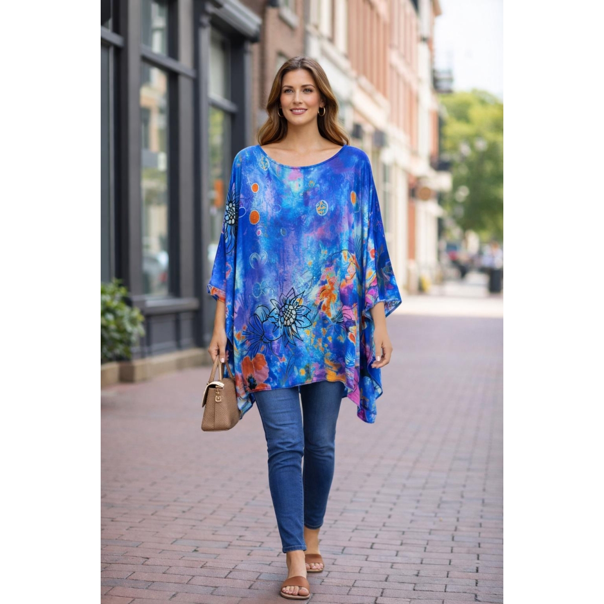 Bluza stil tunica oversized cu maneci largi tip liliac cod ES11568