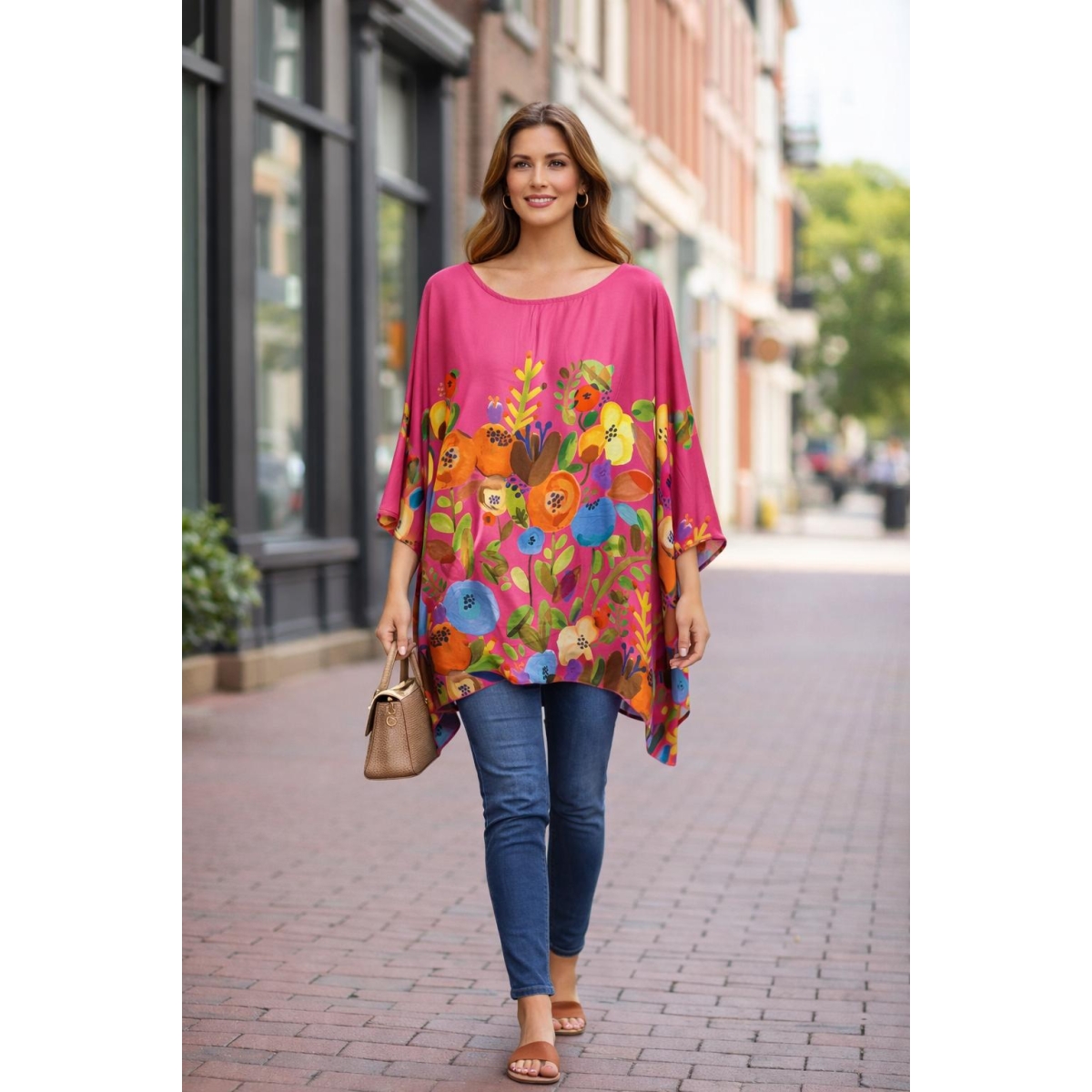 Bluza stil tunica oversized cu maneci largi tip liliac cod ES11569