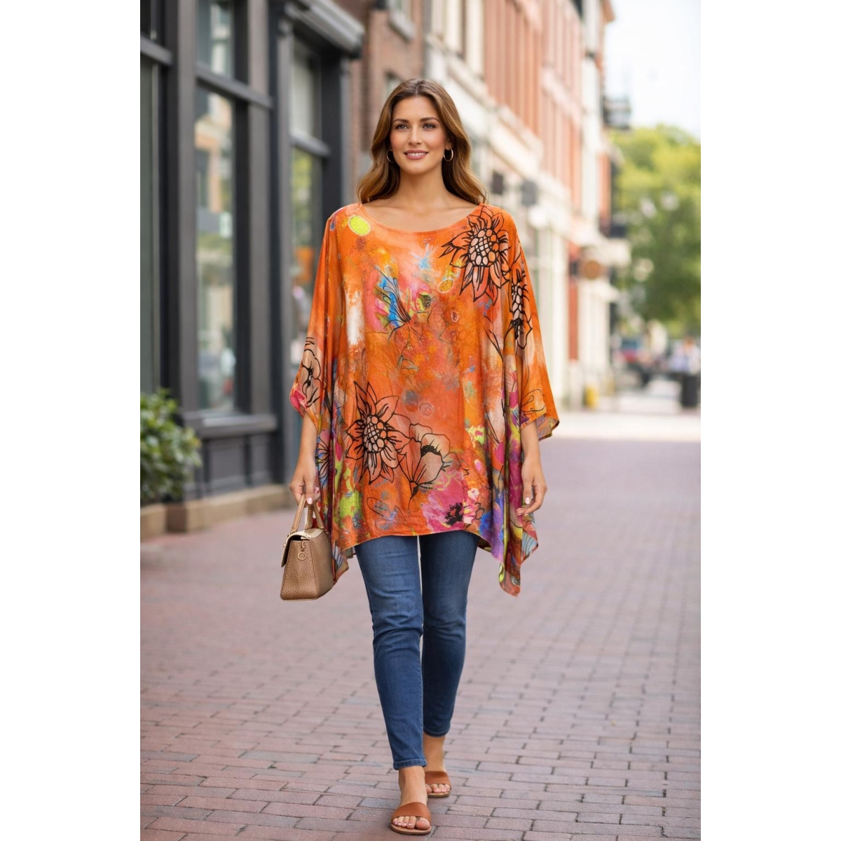 Bluza stil tunica oversized cu maneci largi tip liliac cod ES11570