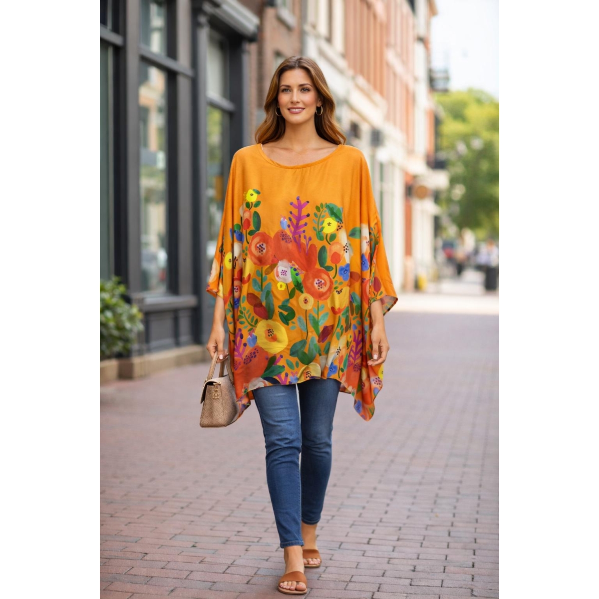 Bluza stil tunica oversized cu maneci largi tip liliac cod ES11571