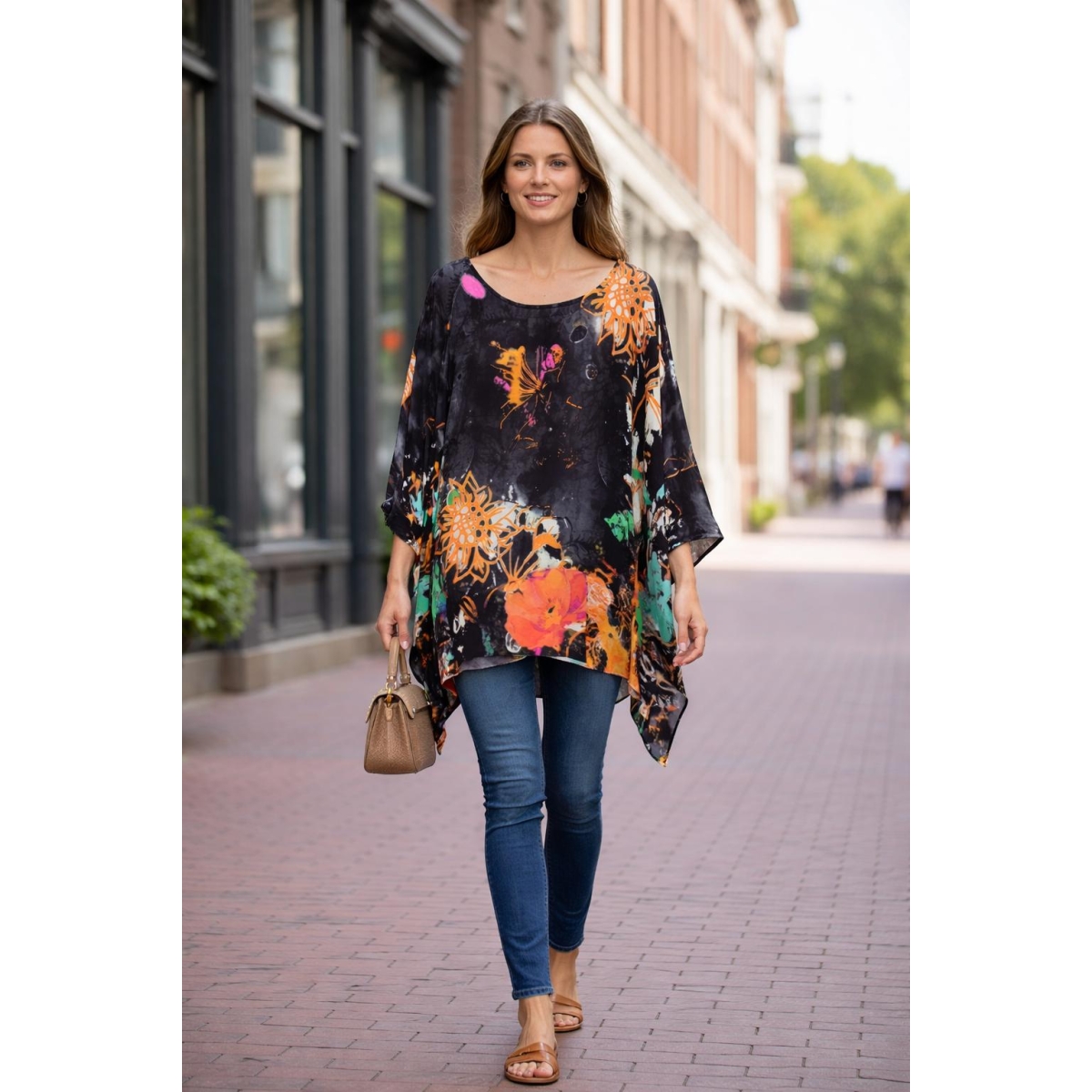 Bluza stil tunica oversized cu maneci largi tip liliac cod ES11572