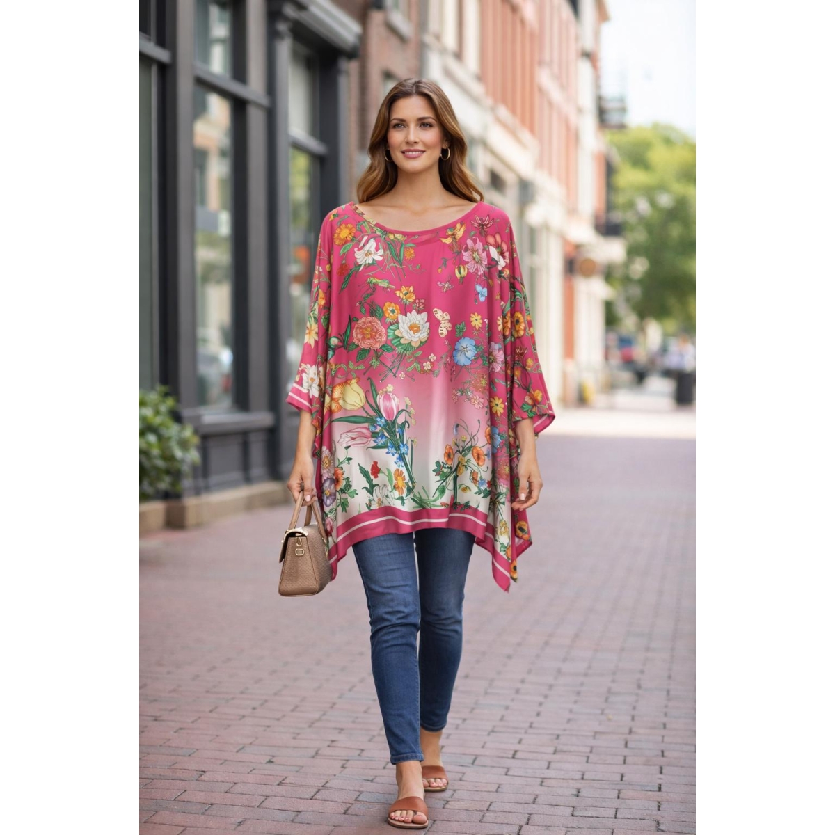 Bluza stil tunica oversized cu maneci largi tip liliac cod ES11573