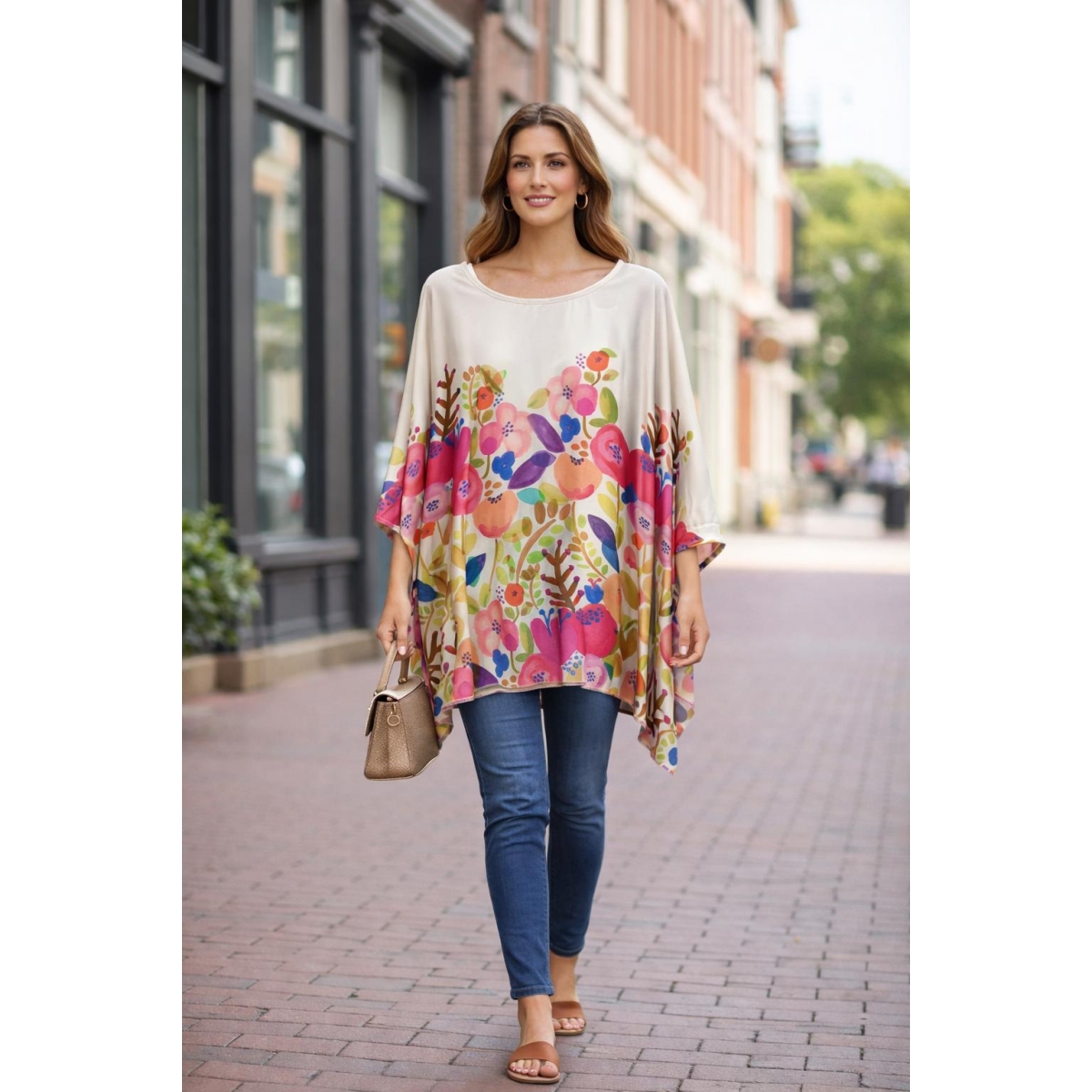 Bluza stil tunica oversized cu maneci largi tip liliac cod ES11576