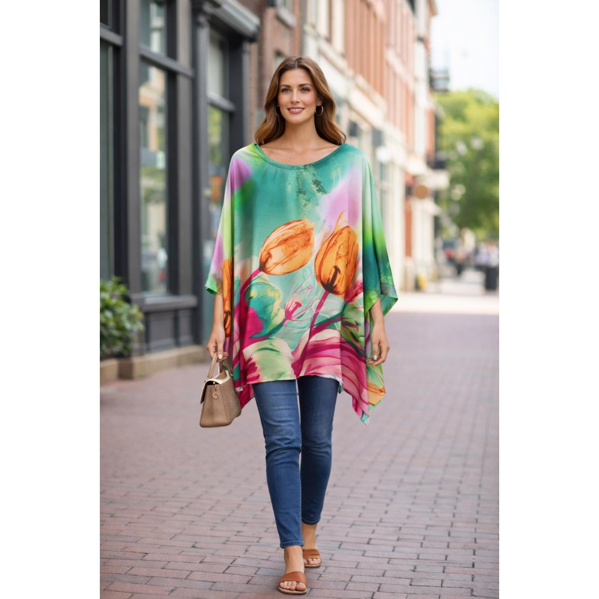 Bluza stil tunica oversized cu maneci largi tip liliac cod ES11578