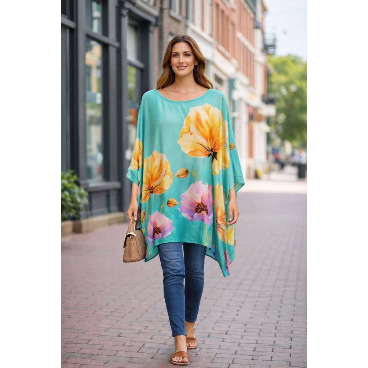 Bluza stil tunica oversized cu maneci largi tip liliac cod ES11580