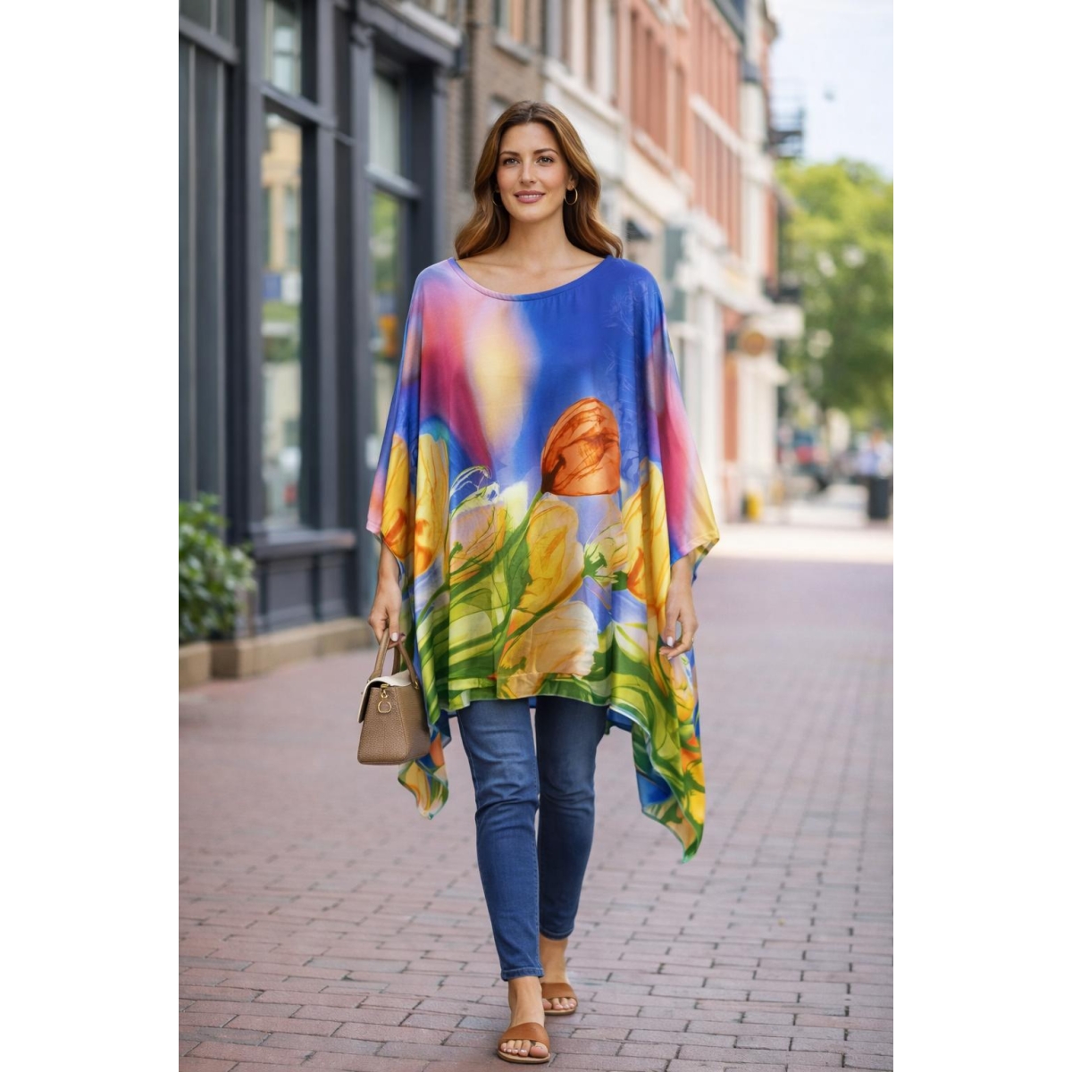 Bluza stil tunica oversized cu maneci largi tip liliac cod ES11584