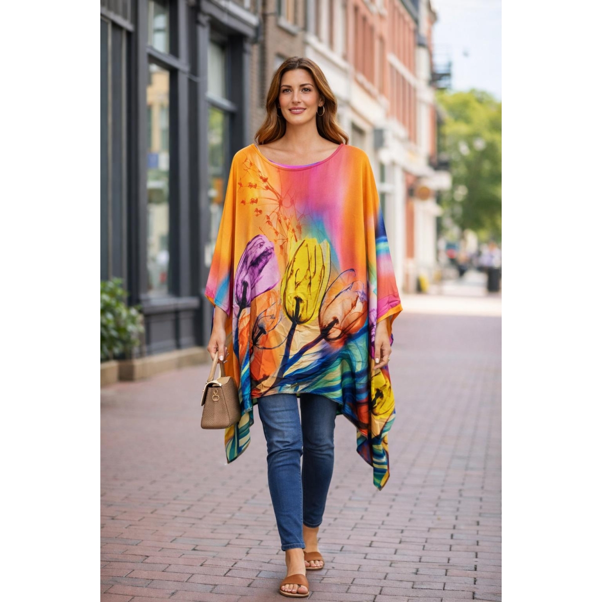 Bluza stil tunica oversized cu maneci largi tip liliac cod ES11586