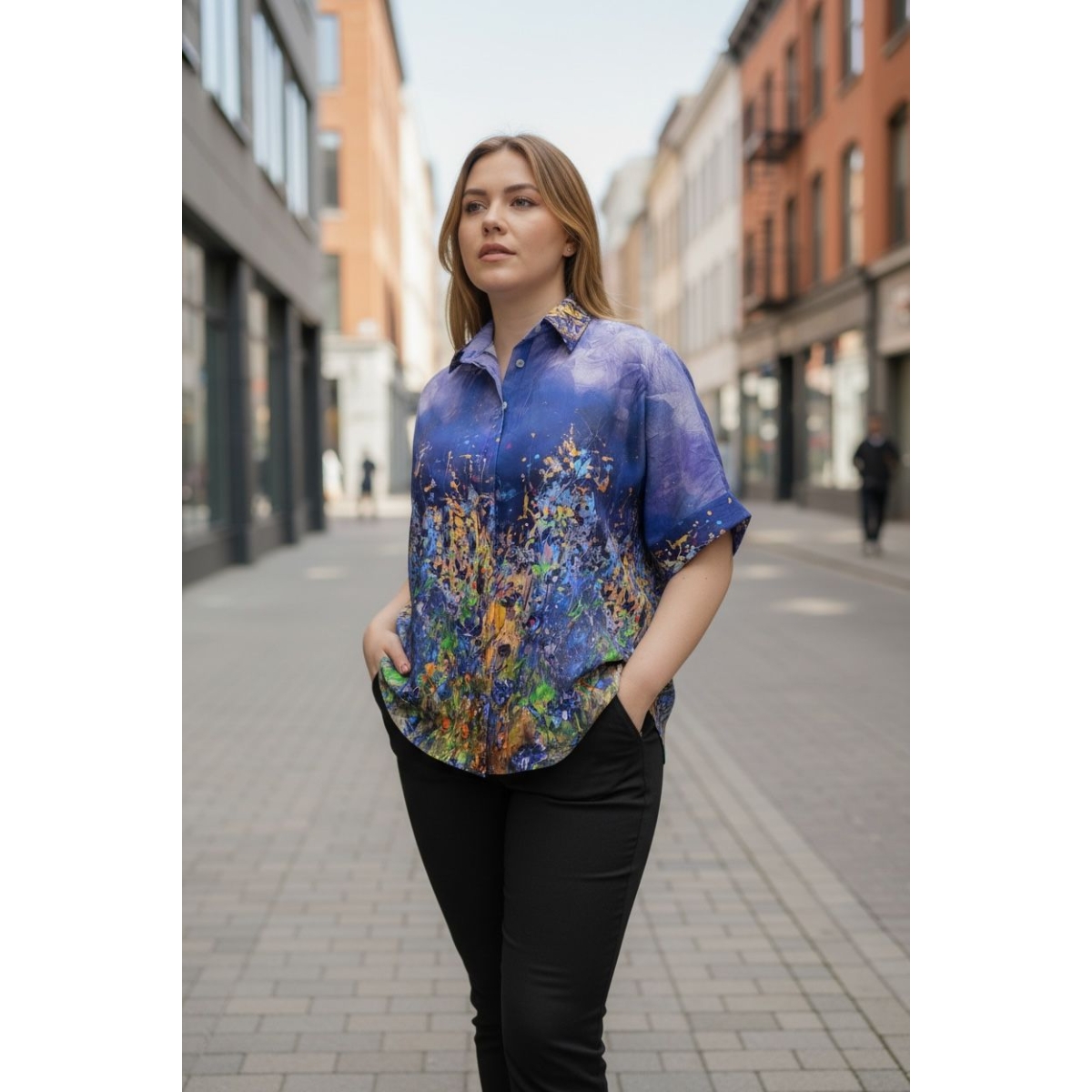 Camasa oversize cu design artistic cod ES11489