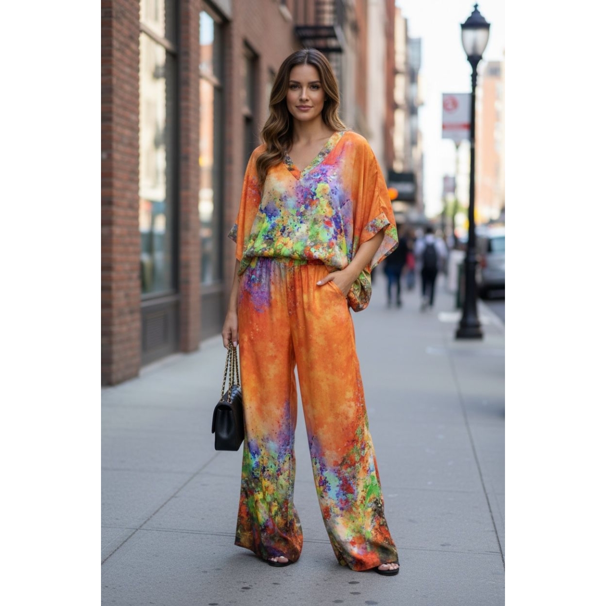 Compleu cu bluza tip liliac ES11413