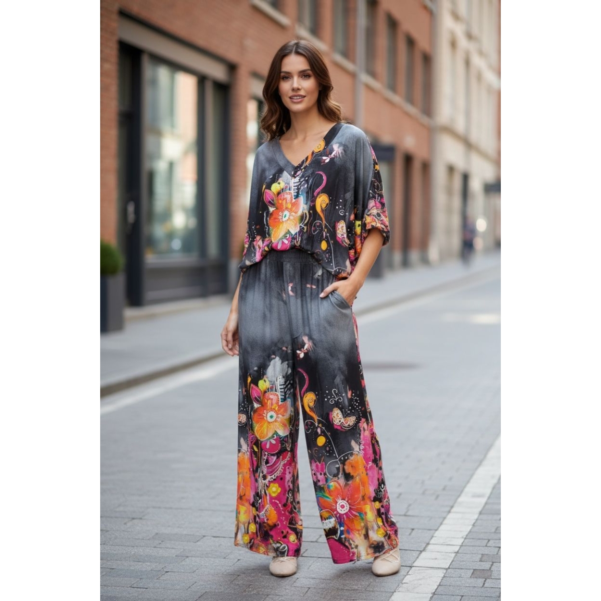 Compleu cu bluza tip liliac ES11460