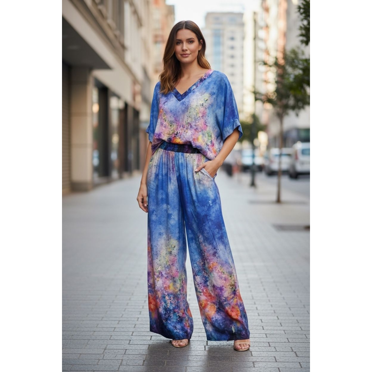 Compleu cu bluza tip liliac ES11462