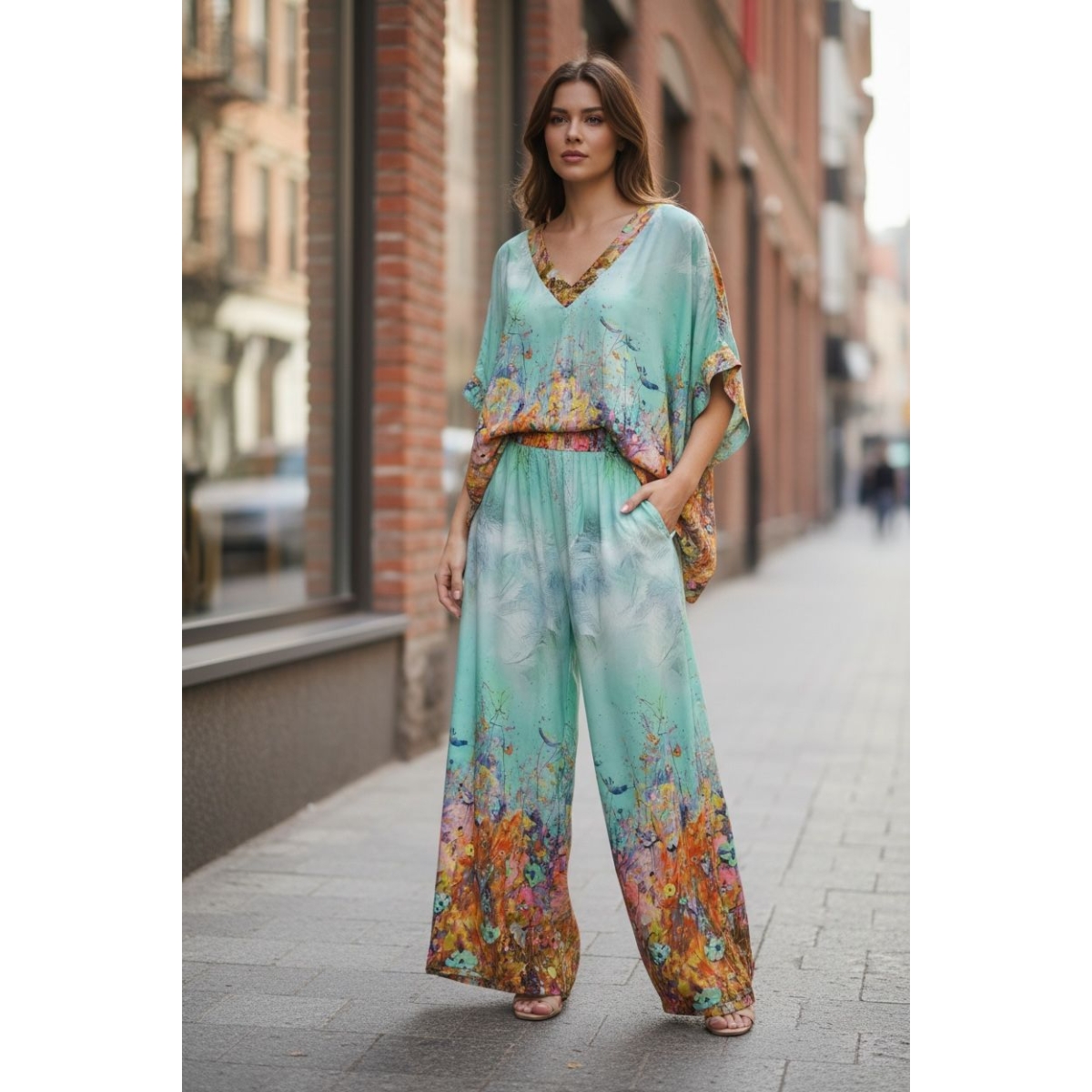 Compleu cu bluza tip liliac ES11472