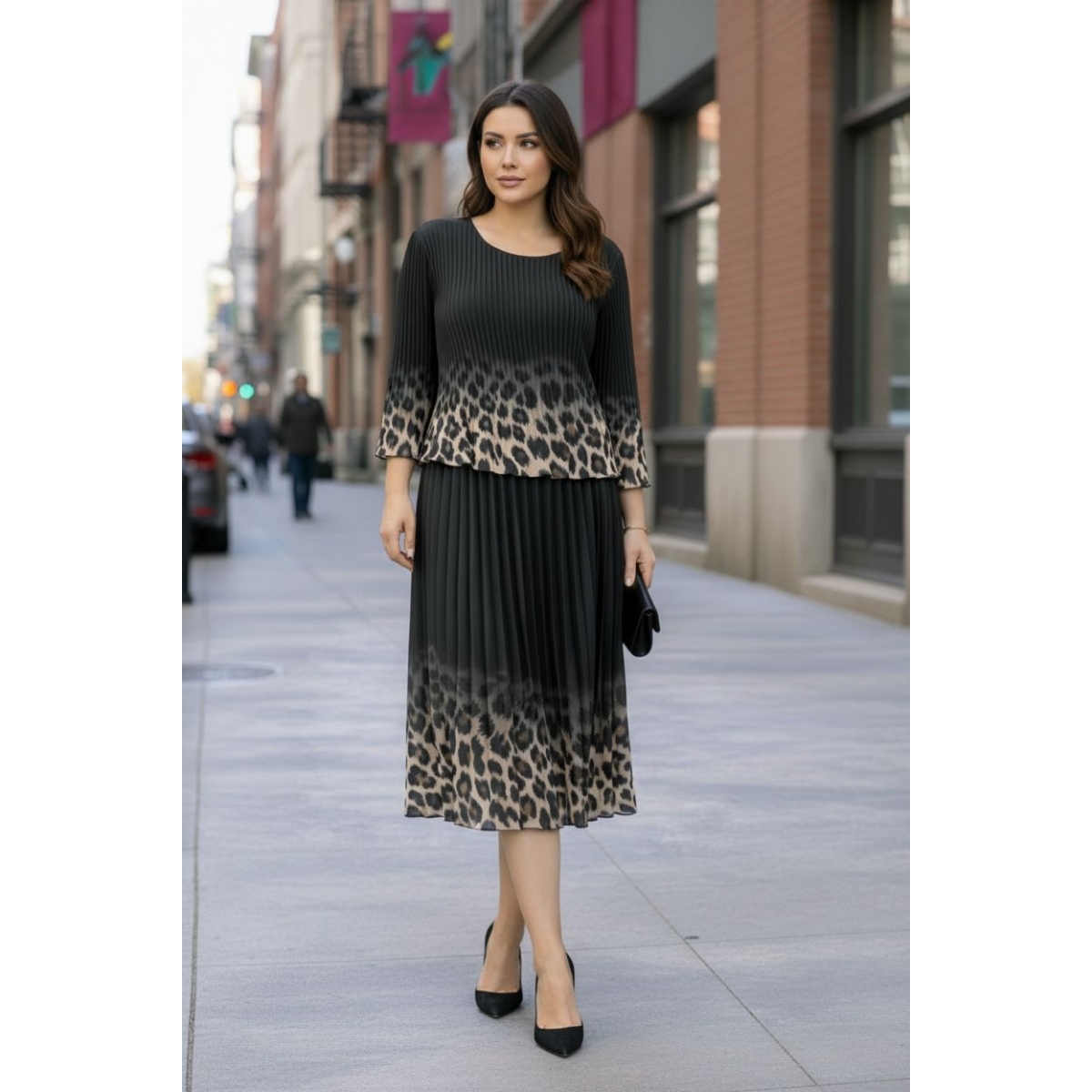 Rochie midi cu aspect plisat cod ES11528