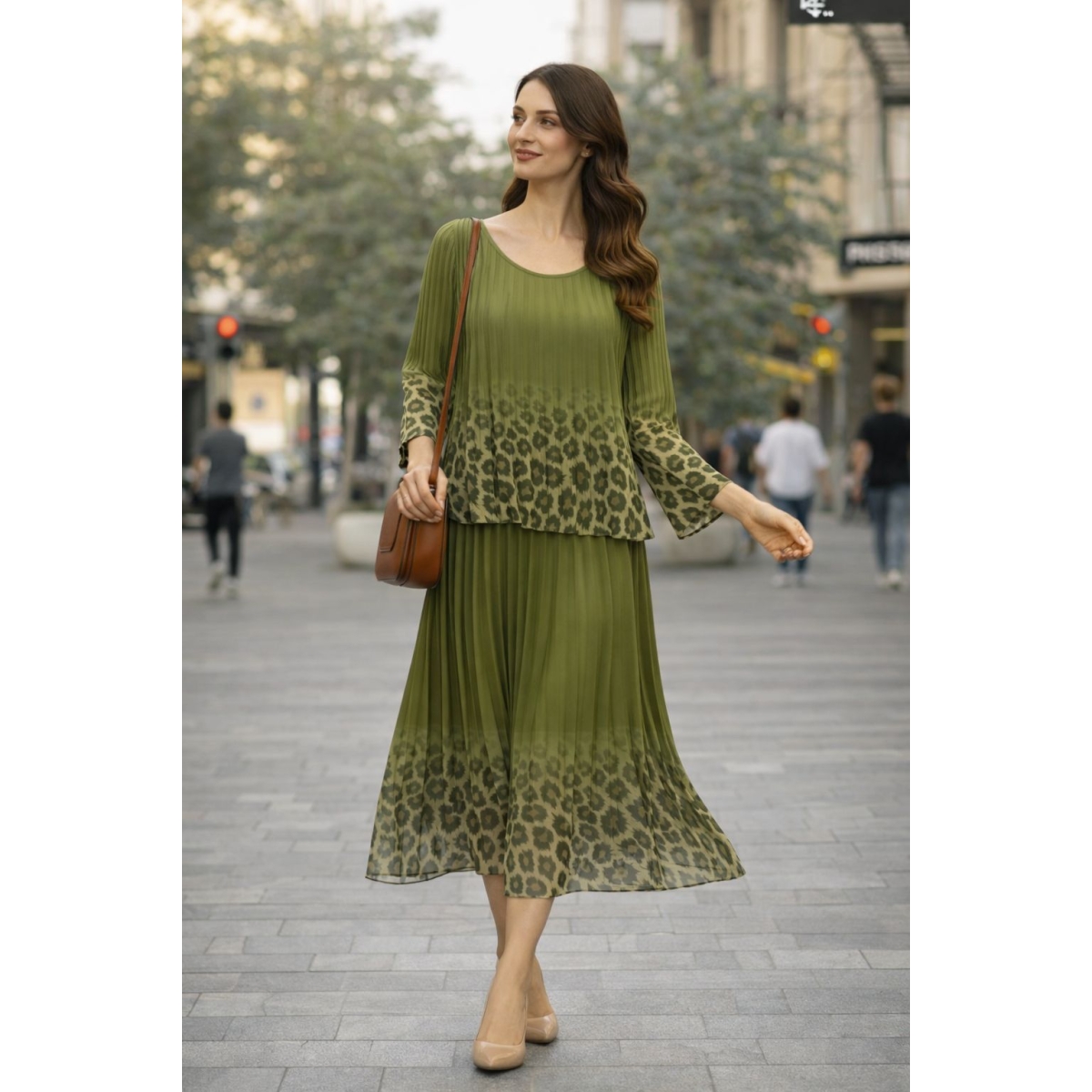 Rochie midi cu aspect plisat cod ES11536