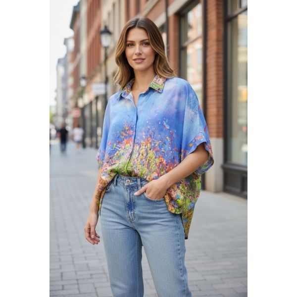 Camasa oversize cu design artistic cod ES11487